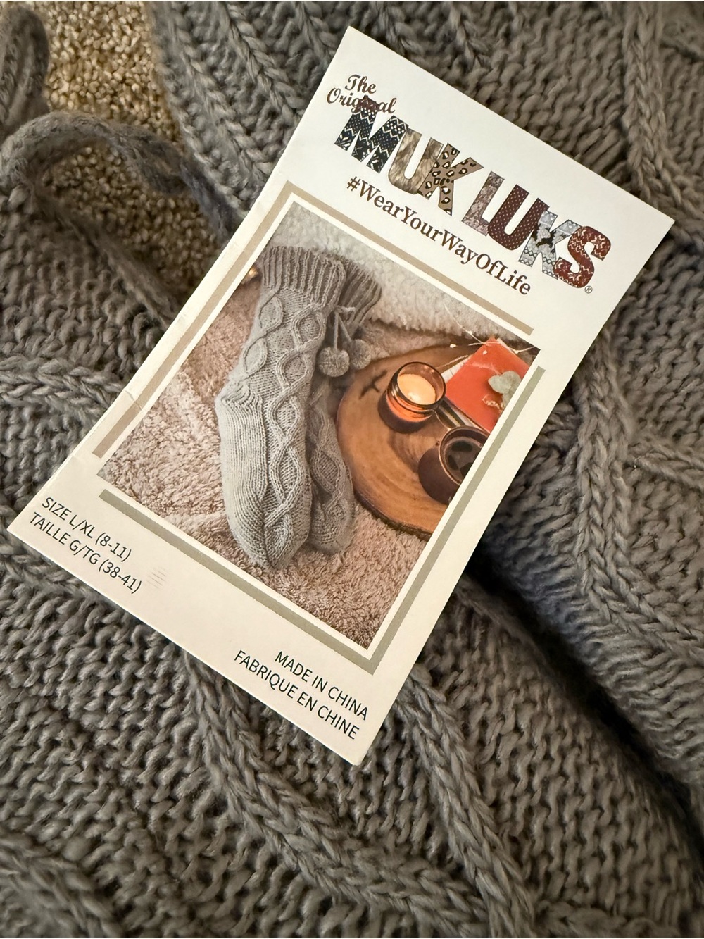NWT!! Muk Luks Cable Knit Socks - Gray